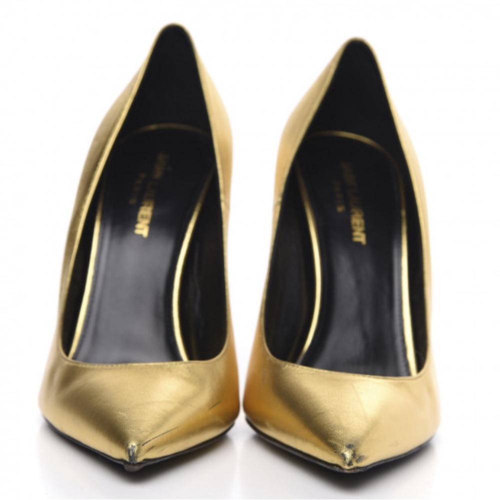 SAINT LAURENT
Calfskin Opyum 100 Pumps 39 Gold - Picture 10 of 11